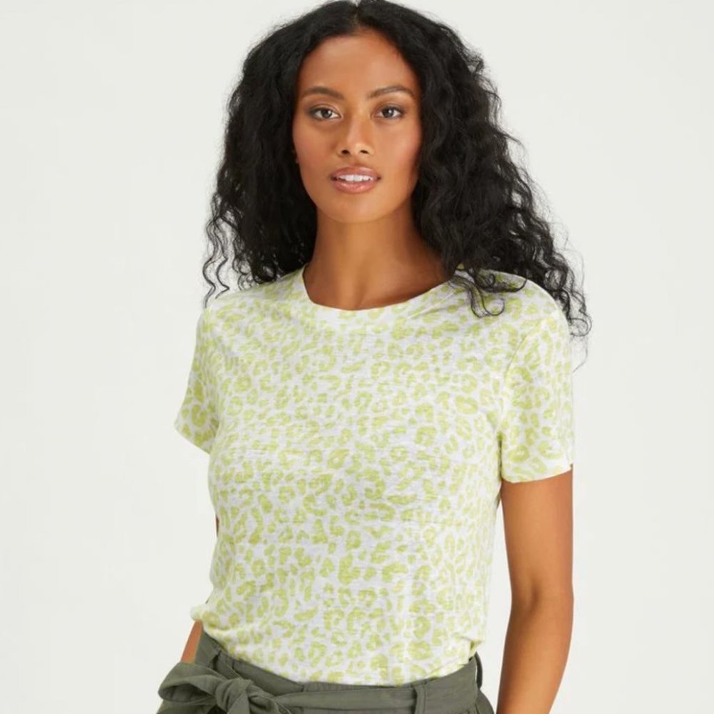Sanctuary The Perfect Camo Linen Tee in Green, Size S